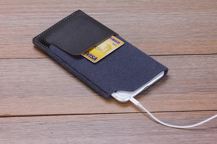 Cas de Mobile avec porte-monnaie - Compatible avec l'iPhone 8 Plus / 11 Pro Max - avec Anti-Statiques, en Laine Mérinos, Feutre Tissu