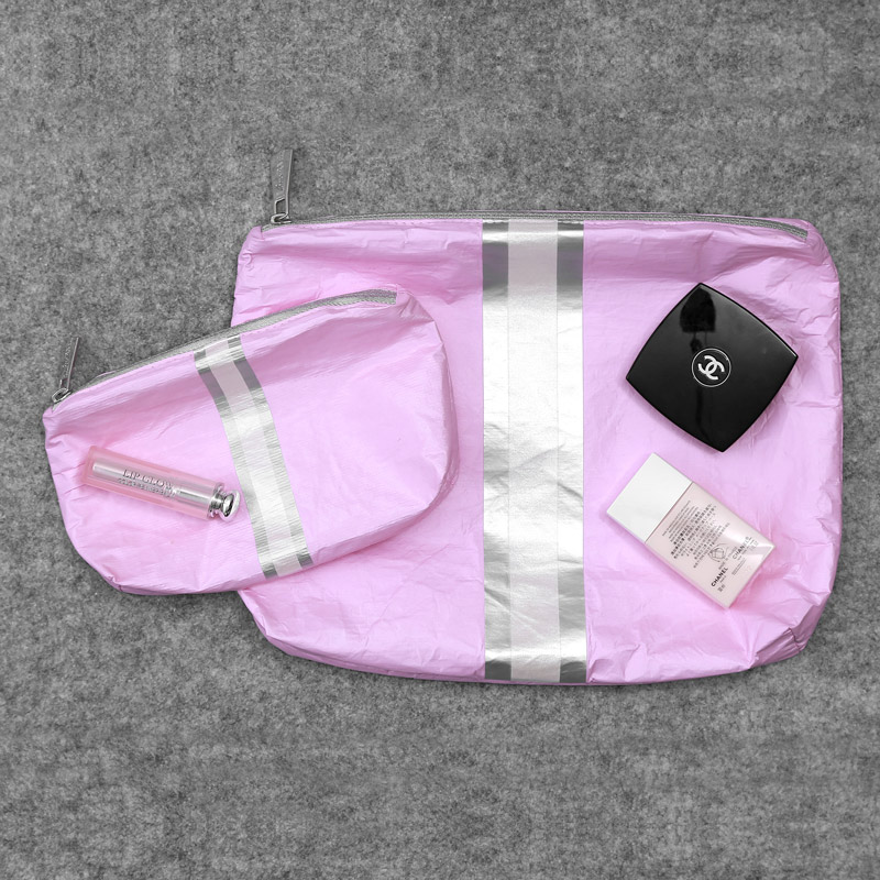 sac de rangement étanche rose Tyvek trousse de maquillage cosmétique 
