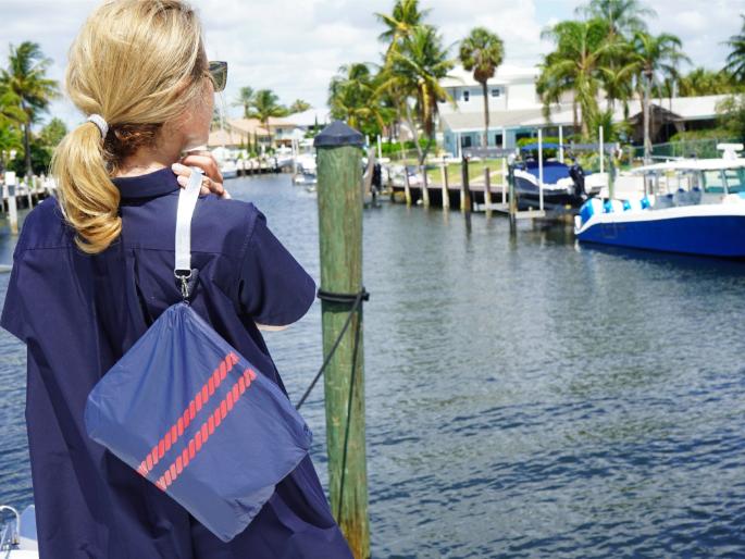 Sac de plage Tyvek imperméable personnalisé : pochette de maquillage légère et sèche en rayures de corde nautique