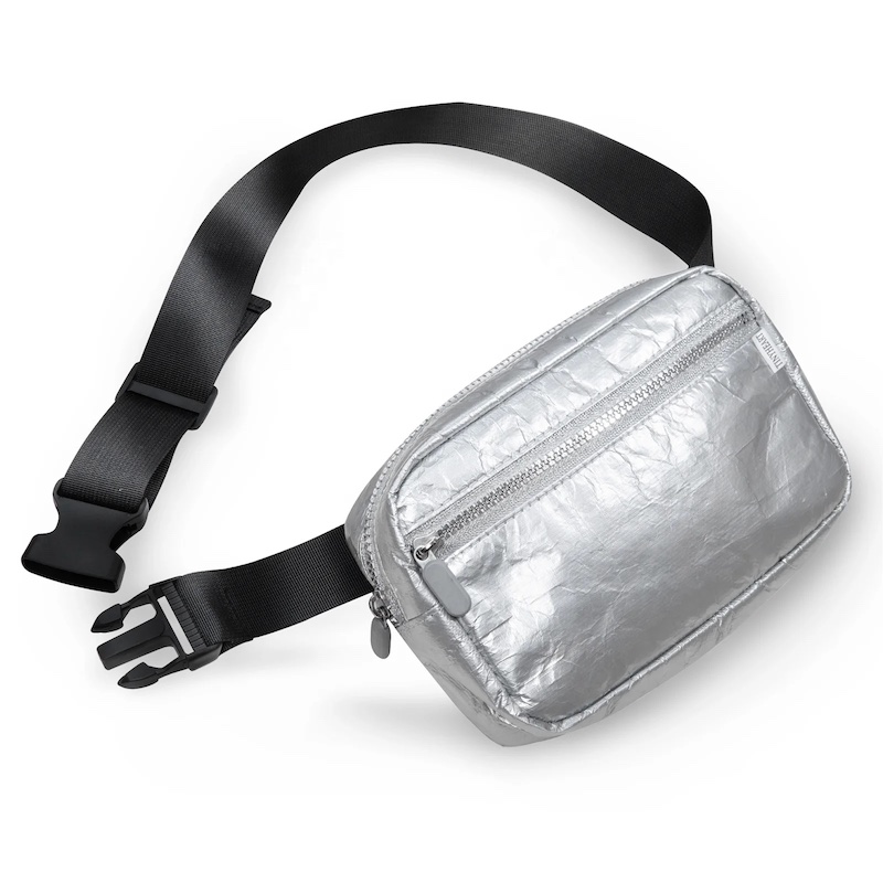 Tyvek Fanny Pack avec sangle réglable – Sac banane élégant pour homme et femme | Parfait pour la course, la randonnée et les entraînements en argent