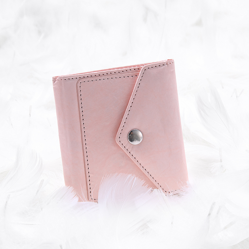 Petit portefeuille à deux volets pour femme en Tyvek avec revêtement en cuir PU – Porte-cartes anti-RFID avec poche zippée pour la monnaie