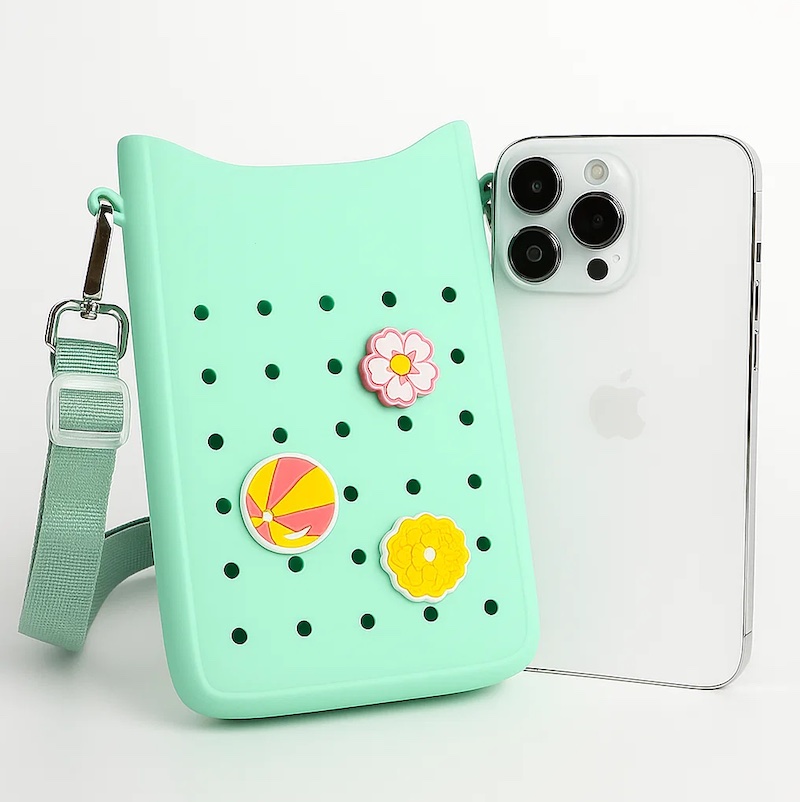 Pochette bandoulière pour téléphone portable Silicone Candy Beach – Sac bandoulière étanche et mains libres pour femme